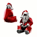 Red And Silver Polygonal Santa Claus Sculpture With Geometric Design Details 3d model
