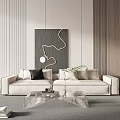 Modern double sofa sofa coffee table combination 3d model