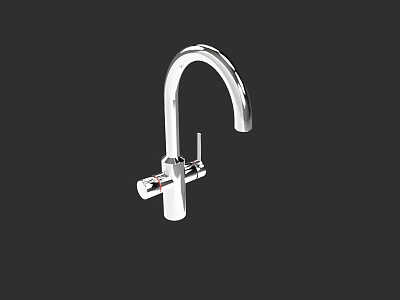 Modern Kitchen Faucet With Curved Spout And Metal Handle Design 3d model