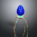 Blue Marble Texture Bird Egg on Golden Stand with Green Accents and Glowing Base