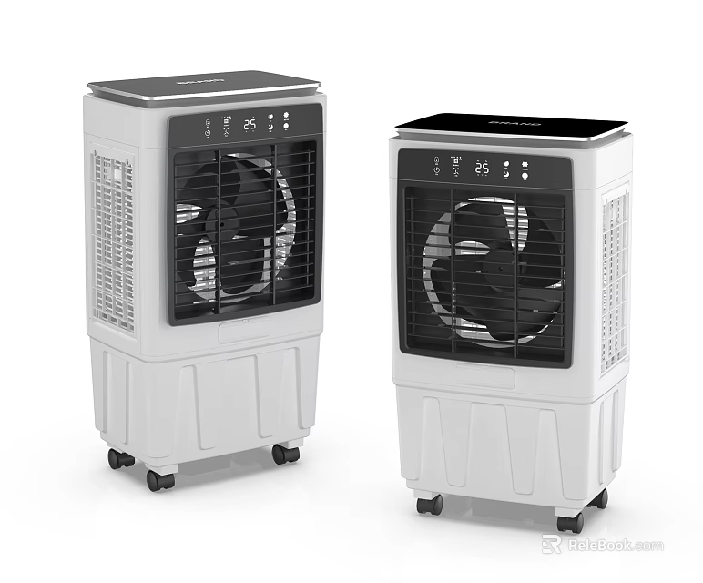 Portable Evaporative Air Cooler Fans With Wheels And Control Panel Design 3d model 