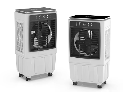 Portable Evaporative Air Cooler Fans With Wheels And Control Panel Design 3d model