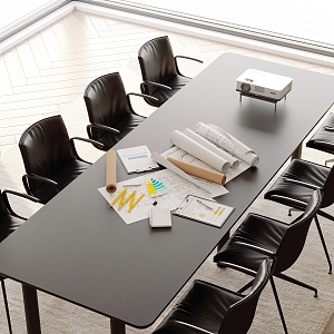 Modern conference table and chair combination 3d model