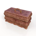 Wooden Storage Box With Intricate Carved Patterns And Top Handle For Home Organizing