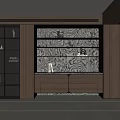 Modern Bookcase Design with Wooden Frame Marble Countertop and Layered Shelves