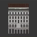 Classical Multistory Building With Red Roof And White Facade Featuring Multiple Windows And Arched Entrances