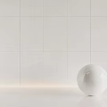 White Marble Texture Floor Tiles with Smooth Wall and White Sphere and Glowing Light Strip