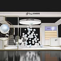 Modern Nanostrata Exhibition Booth With White Structure And Circular Decor Elements