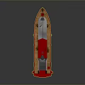 Red and Gray Boat 3D Rendering With Antenna Staircase and Wooden Deck