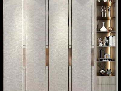 Modern Elegant Wardrobe Design With Display Shelf And Decorative Items 3d model