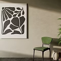 Black and White Abstract Art Hanging Paintings 3d model