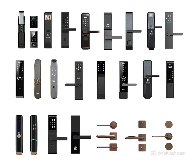 Diverse Collection of Modern Door Handles Showcasing Various Styles And Designs 3d model 