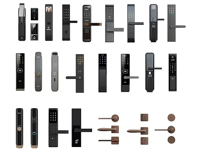 Diverse Collection of Modern Door Handles Showcasing Various Styles And Designs 3d model