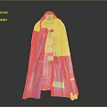 Pink And Blue Cloak With Gold Floral Patterns And Decorative Trim