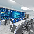 Modern monitoring room Command control room Dispatching command center Monitoring hall Command hall Office desks and chairs 3d model