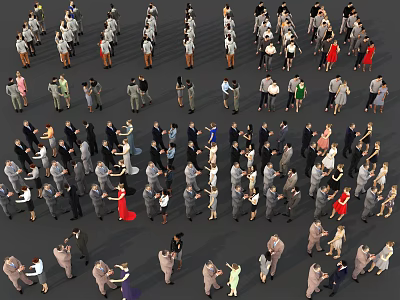Diverse Group of People Socializing at Indoor Social Gathering Event 3d model