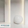 White Sphere Component Design In Modern Interior With Marble Wall And Lighting