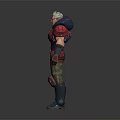 Game Movie Character With White Hair Red And Gray Armor Shoulder Pads Gloves And Boots