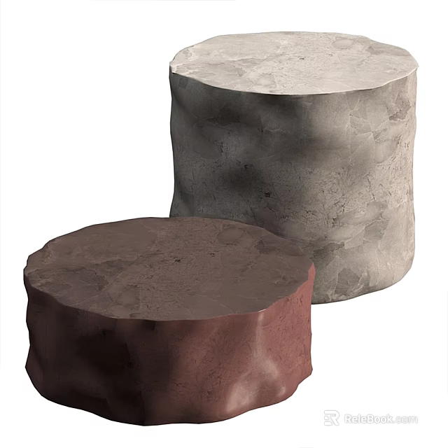 Two Round Coffee Tables With Different Colors And Rough Surface Design 3d model 