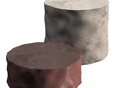 Two Round Coffee Tables With Different Colors And Rough Surface Design 3d model