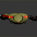 3D Military Character With Green Uniform Red Accents Hat And Mechanical Arm