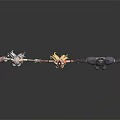 Three Fantasy 3D Characters Holding Hands With Ornate Costumes And Headpieces