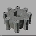 Octagonal Stone Castle Fortress With Multiple Towers And Architectural Design 3d model