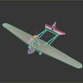 White Model Airplane With Long Wings Red Green Tail And Blue Cockpit