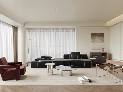 Modern Living Room Interior Design With Comfortable Sofa Coffee Table And Floor Lamp 3d model