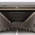 Modern Parking Garage Entrance With Auto Entry Exit Signs Sleek Walls And LED Lighting