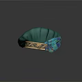Green Velvet Hat With Gold Decorative Band And Peacock Feather Accent