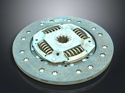 Clutch Disc Component With Metal Plate Springs And Friction Surface Holes 3d model