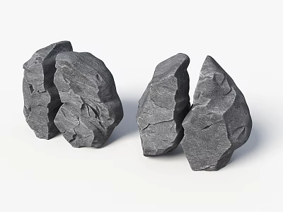Natural Gray Rockery Stones With Irregular Shapes And Textured Surfaces For Garden Decoration 3d model