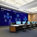 Modern monitoring room control room monitoring command center display screen console display screen 3d model