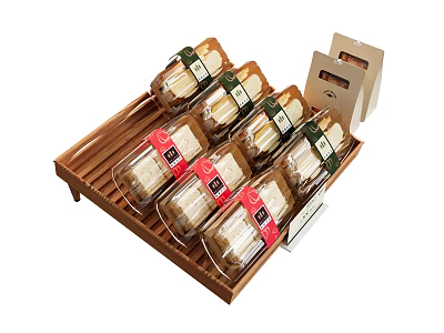 Bottled Food Items in Transparent Bottles on Bamboo Tray With Colored Labels 3d model
