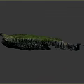 Garden Landscape Featuring Lush Green Grass Winding Stream Rocky Terrain and Small Structures
