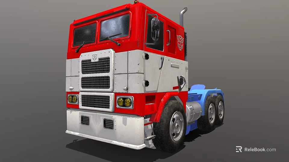 Game and Movie Character Optimus Prime Red White Truck with Autobot Logo 3d model 