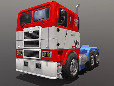 Game and Movie Character Optimus Prime Red White Truck with Autobot Logo 3d model