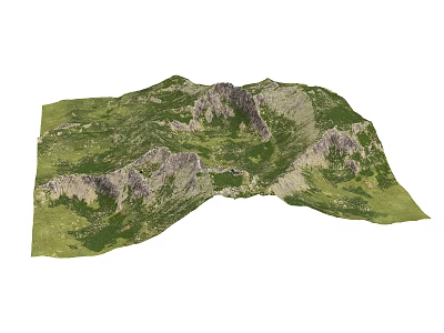 Scenic Mountain Landscape Featuring Lush Green Vegetation And Towering Rocky Peaks In Natural Terrain 3d model