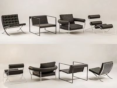 Modern Leisure Chairs Collection With Metal Frames Upholstered Seats And Diverse Designs 3d model