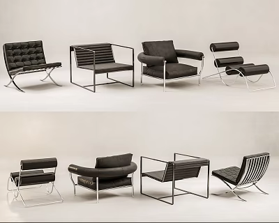 Modern Leisure Chairs Collection With Metal Frames Upholstered Seats And Diverse Designs 3d model