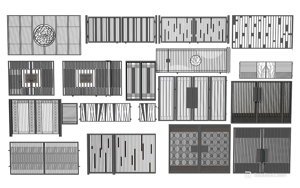Entrance Gates With Various Creative Grille Patterns And Decorative Panel Design Ideas For Homes 3d model 