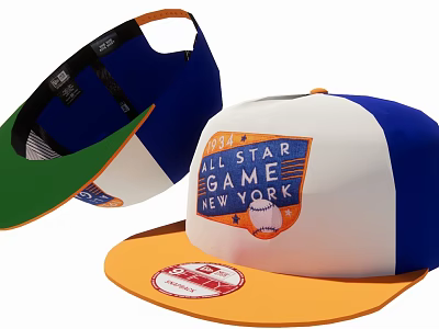 1984 All Star Game New York 59FIFTY Hat with White Blue and Orange Brim Design 3d model