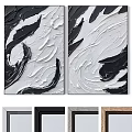 Black And White Abstract Painting With Textured Brushstrokes Modern Acrylic Canvas Art Wall Decor