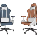 Modern Leisure Chairs With Gray Orange Upholstery Headrests Armrests And Wheels