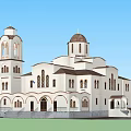 Elegant Office Building With White Exterior Dome Tower And Steps Design