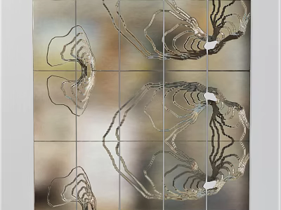 Modern Abstract Wall Decor With Metallic Lines And Panel Design Arrangement 3d model