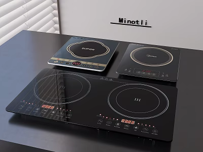 Minotli Induction Cooktops Modern Kitchen Appliances With Black Design And Digital Panels 3d model