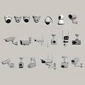 Projection Surveillance Cameras With Various Designs And Mounting Options For Security Systems 3d model