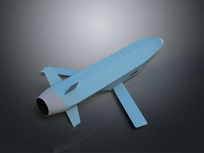 Light Blue Airplane 3D Model with Wings Tail and Stand on Gray Background 3d model